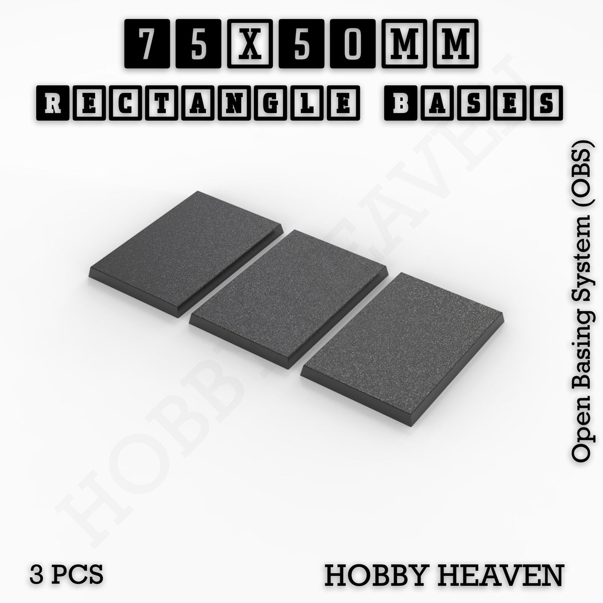 Rectangle Bases Medium Sizes - 75x30mm to 125x40mm and up to 100x90mm Wide - 3D Print Tabletop Games