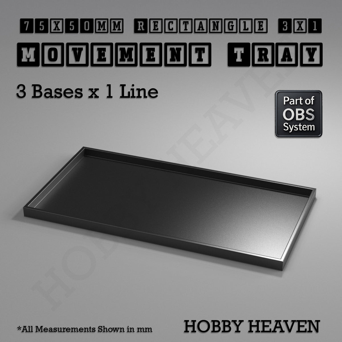 Rectangle Movement Trays | Cavalry & Monsters | 50×25-100×60mm | OBS System