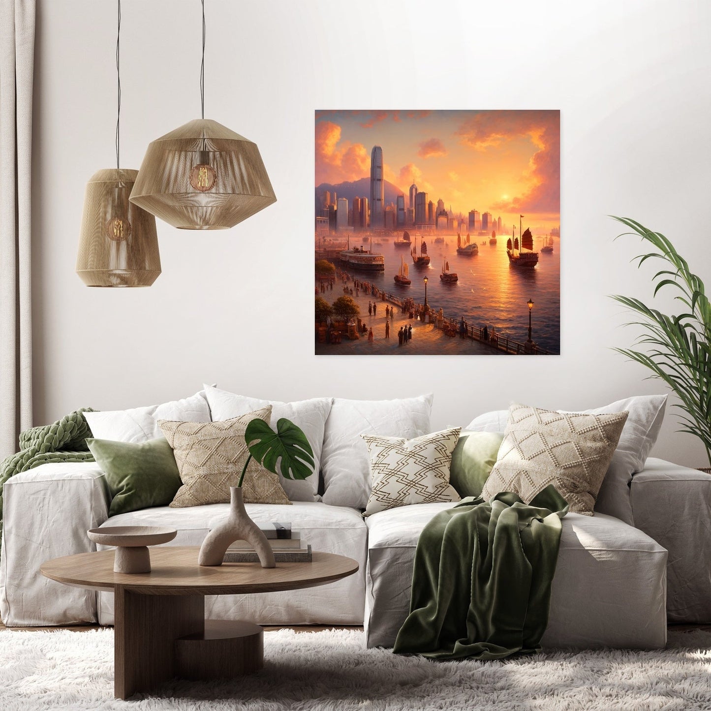 Sunset Over Victoria Harbour Canvas
