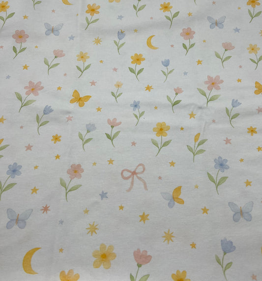 Spring Sprig Print Cotton Stretch Jersey 200 GSM 95/5 Lycra 4 Way Stretch