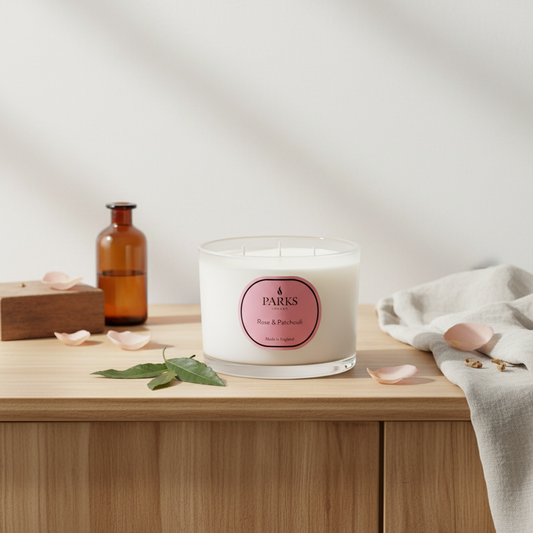 VINTAGE AROMATHERAPY ROSE AND PATCHOULI 350G 3 WICK CANDLE