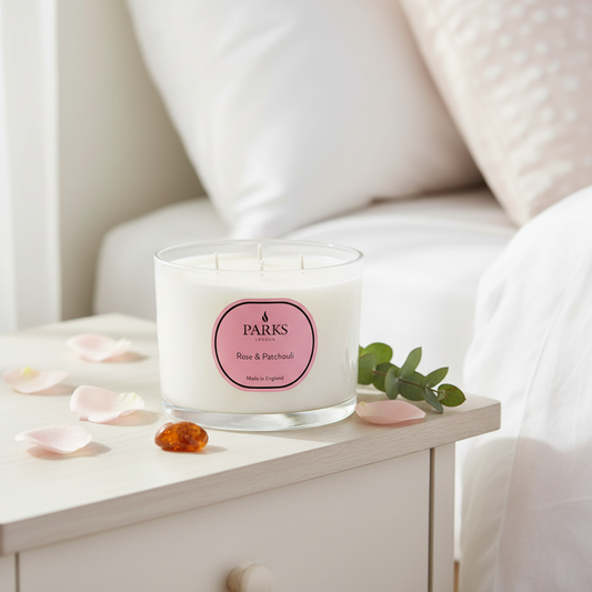 VINTAGE AROMATHERAPY ROSE AND PATCHOULI 350G 3 WICK CANDLE