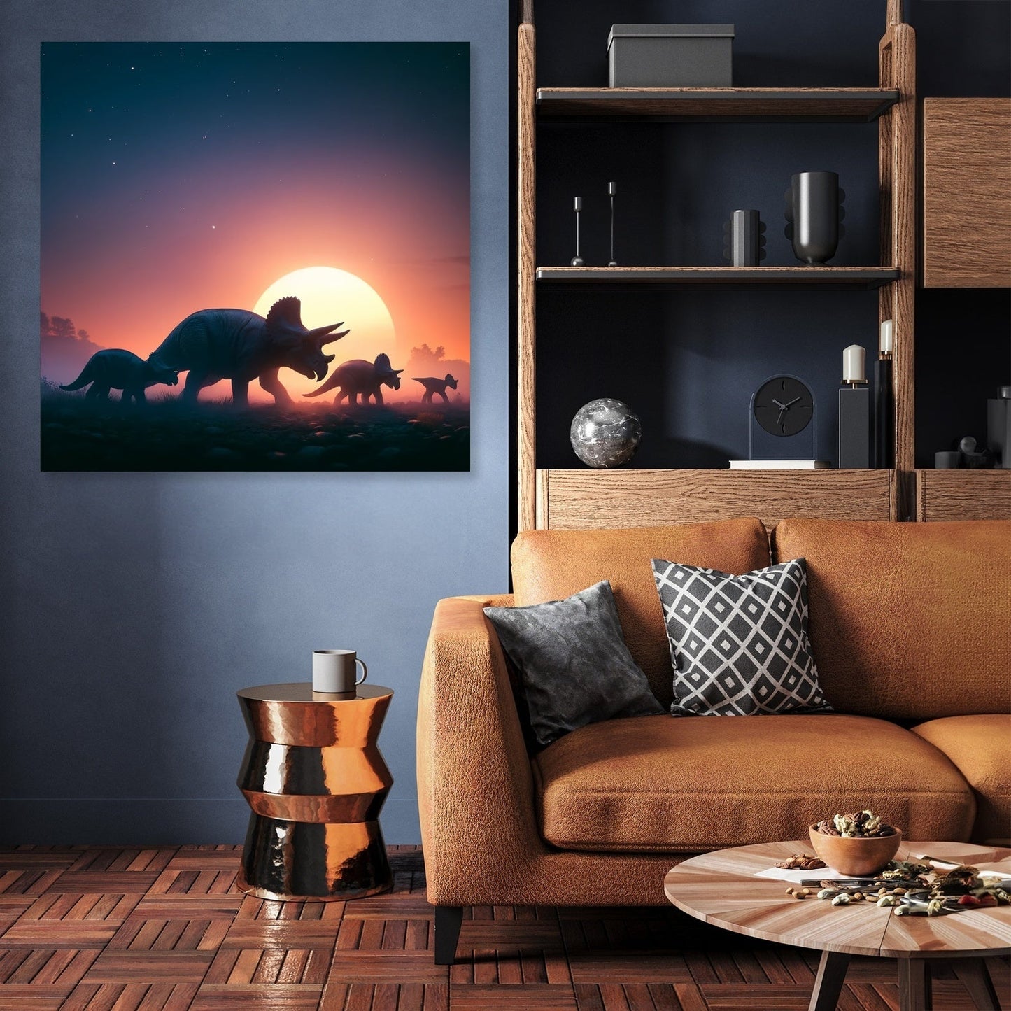 Sunset Journey Triceratops Canvas