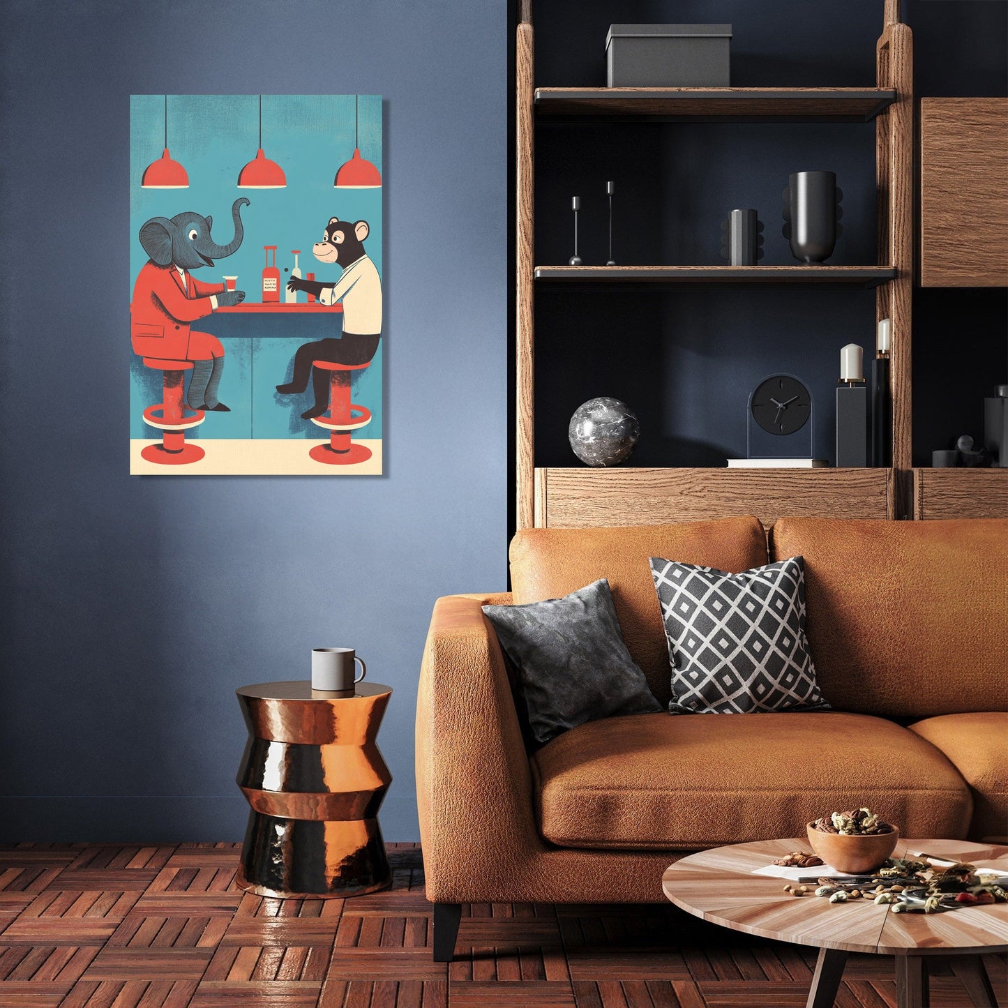 Elephant and Monkey Cheers Canvas