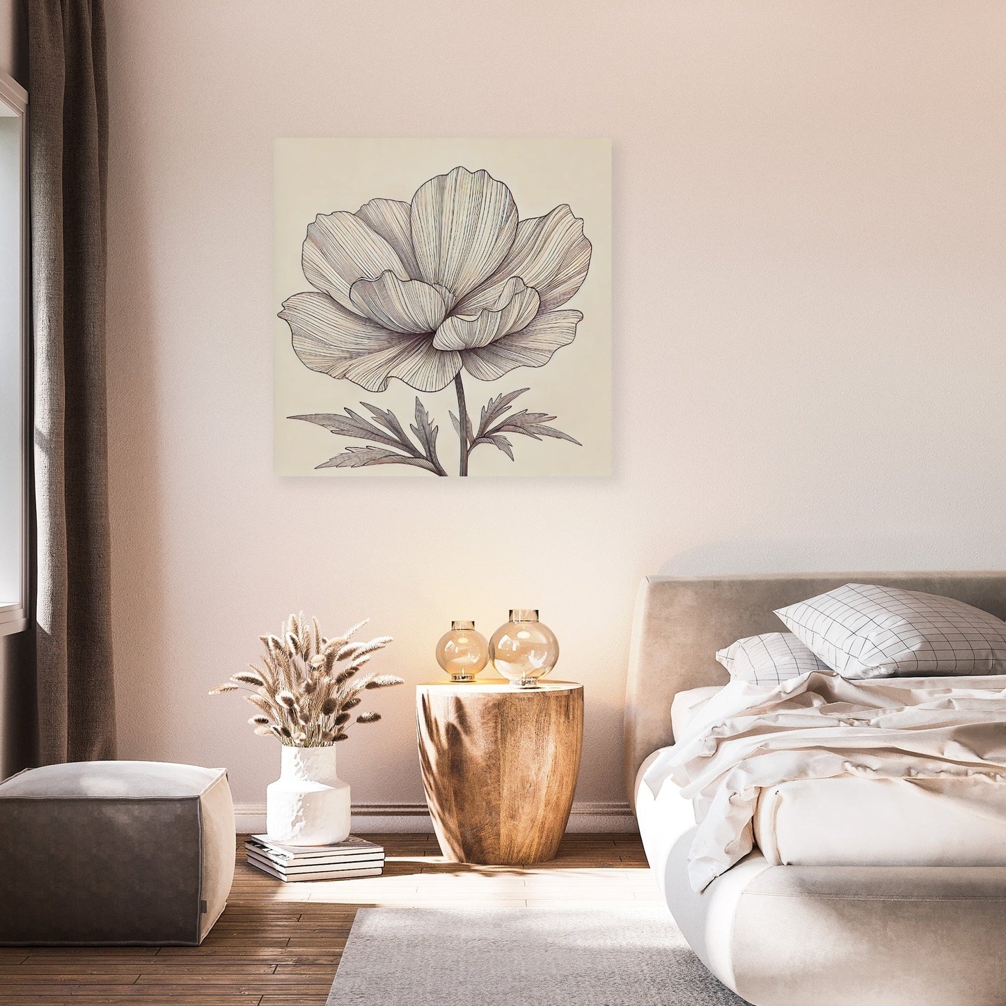 Radiant Bloom Line Art Canvas