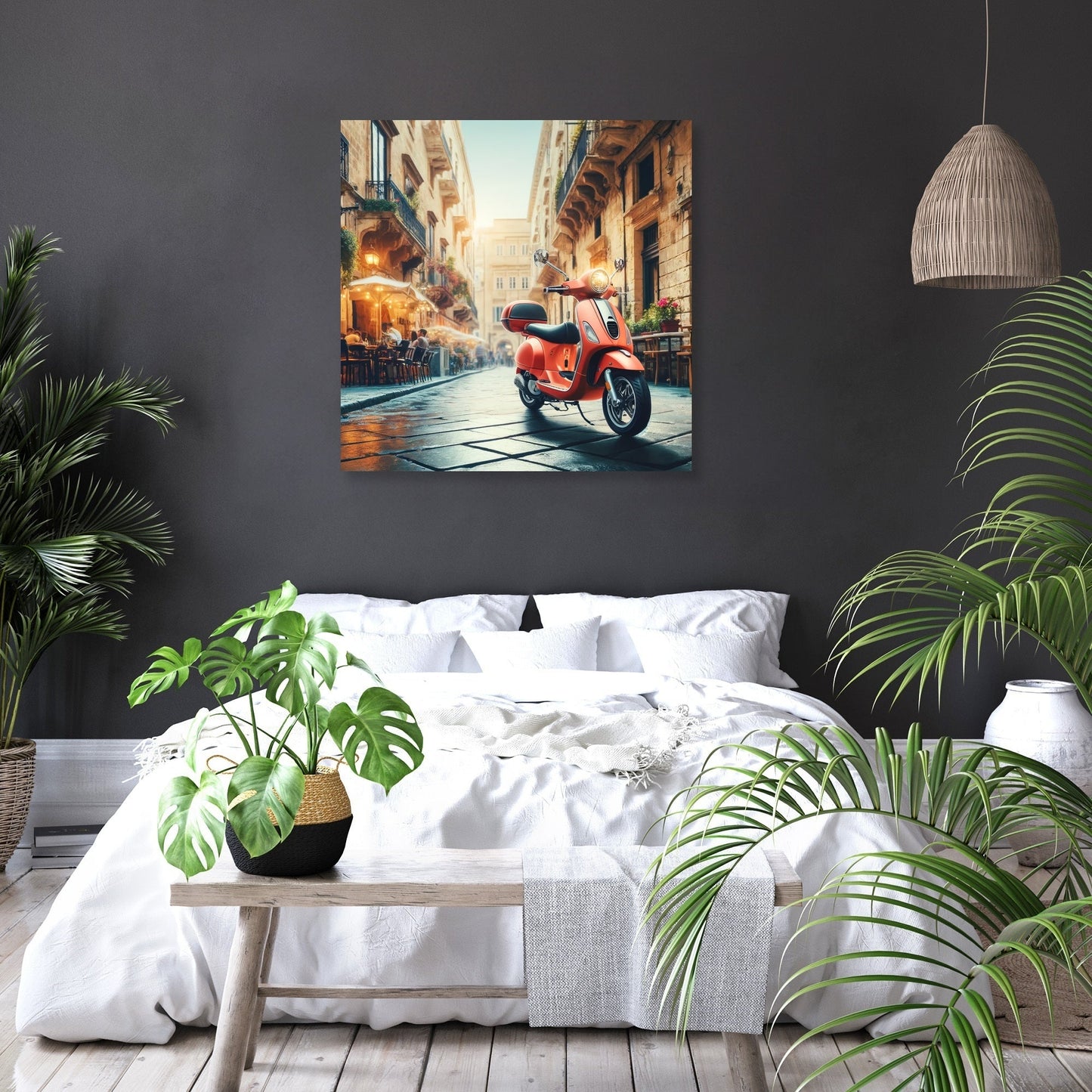 Cityscape Scooter Adventure Canvas