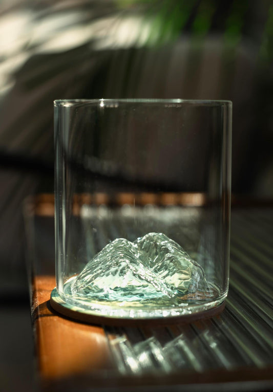 Scafell Pike Glass Tumbler & Coaster Set: Lake District Mountain Gift
