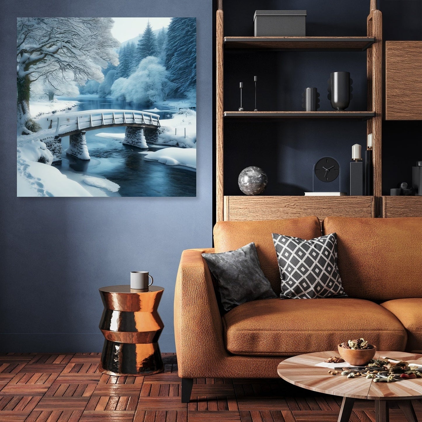 Winter Bridge Tranquility Canvas