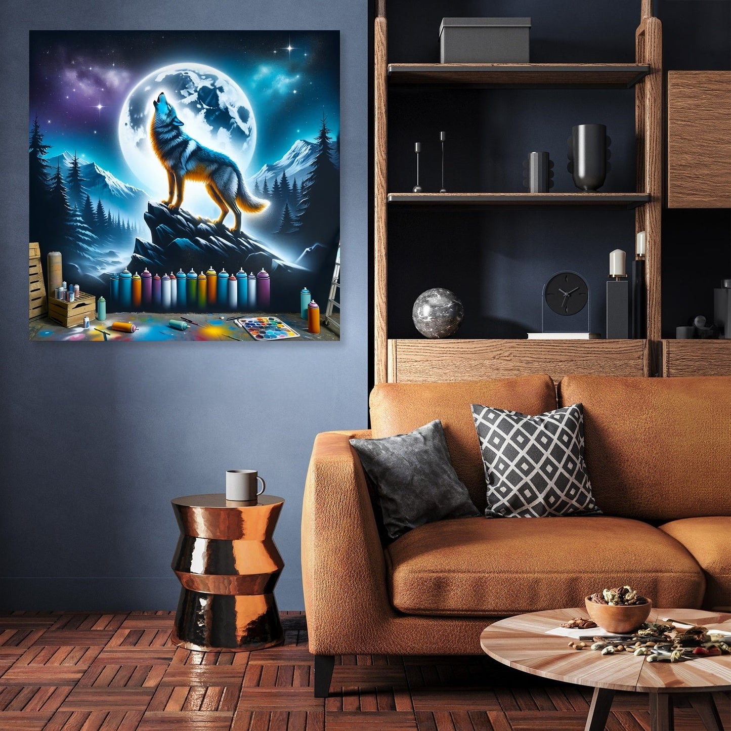 Howling Wolf Night Canvas