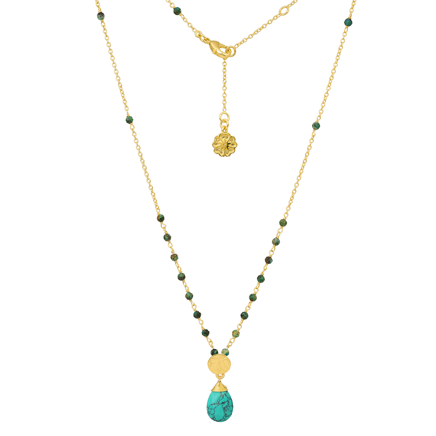 Classic Athena Kate Gemstone Rosary Chain Necklace Turquoise