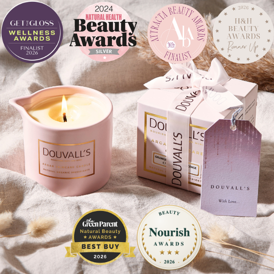 Organic Argan Skincare Candle, Orange & Frankincense 180g | Intensely Nourishing Body Treatment