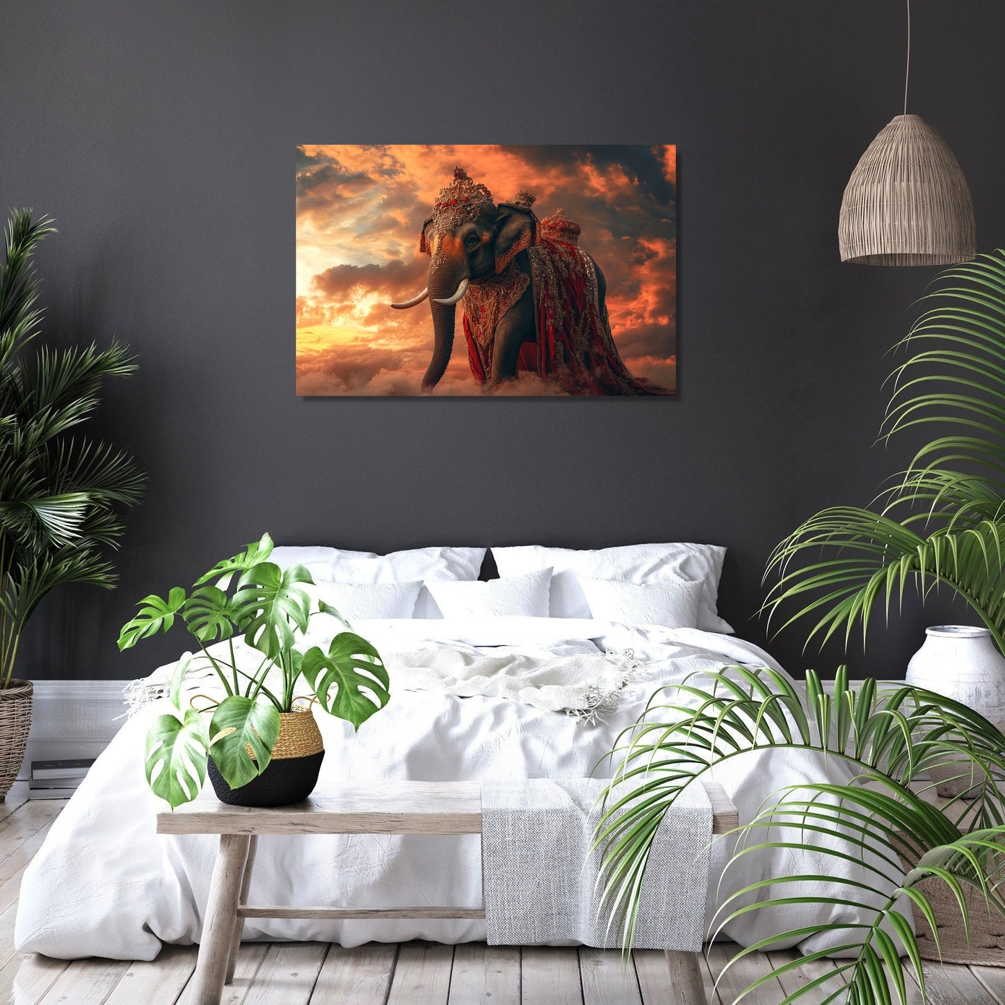 Majestic Sunset Elephant Canvas