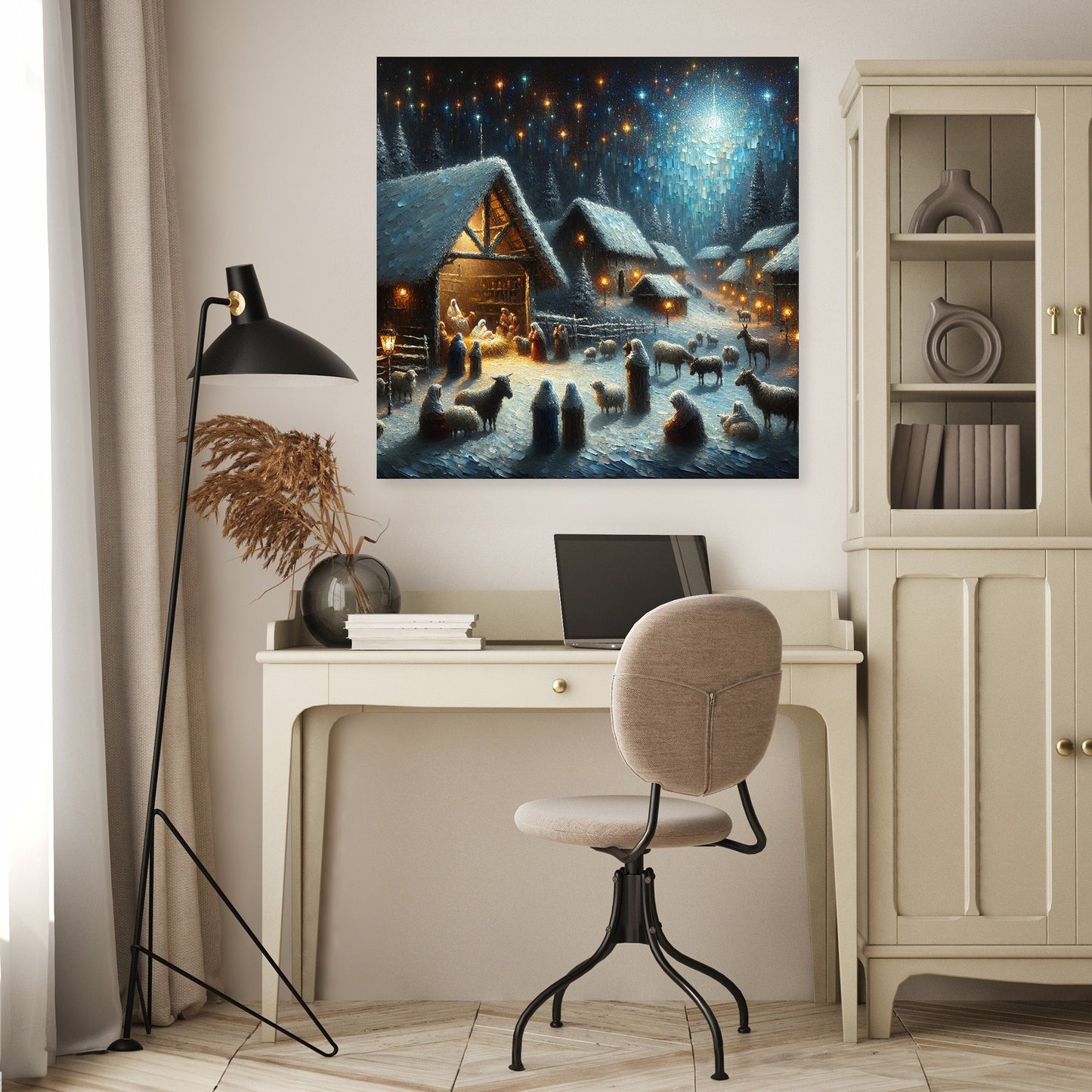 Nostalgic Nativity Night Canvas