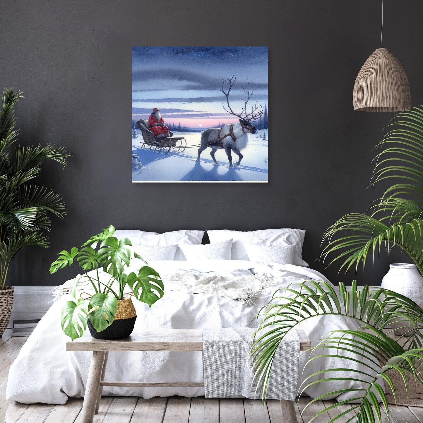 Twilight Reindeer Journey Canvas