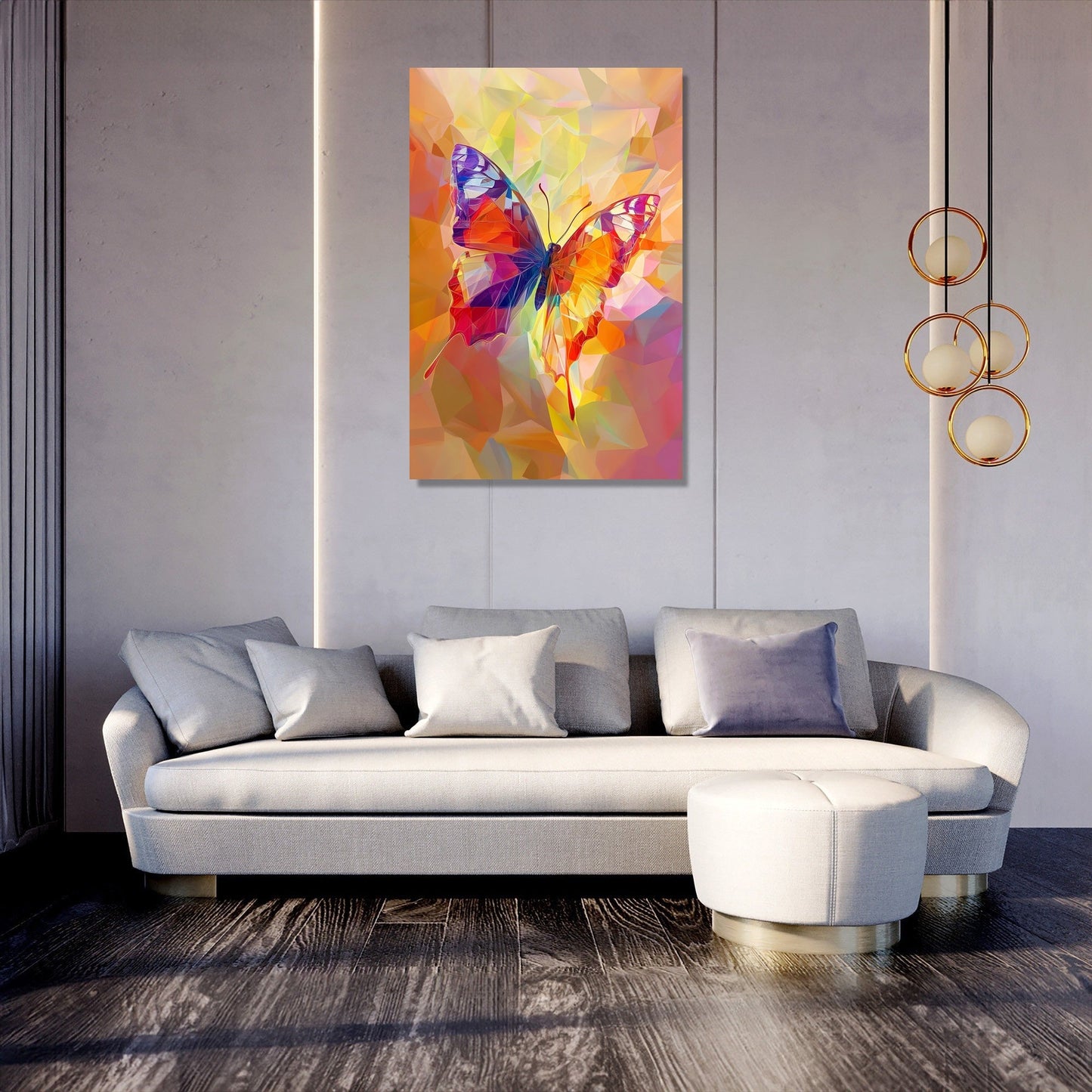 Polygonal Butterfly Kaleidoscope Canvas