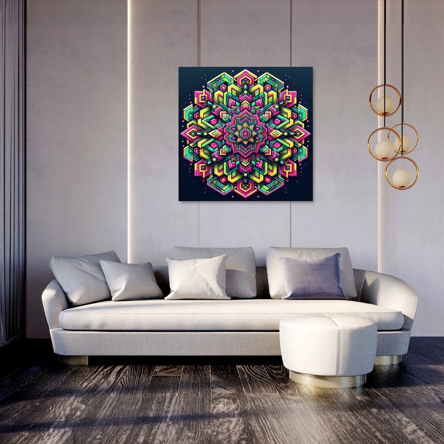 Neon Hexa-Diamond Canvas
