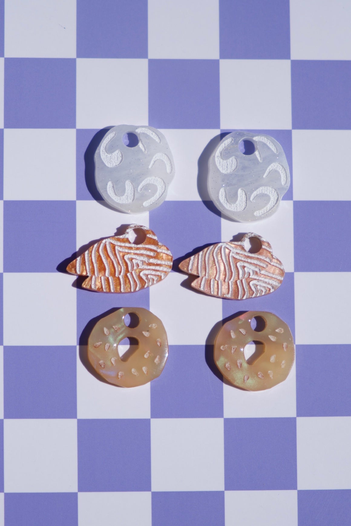 Salmon and Cream Cheese Bagel Hoop Earrings