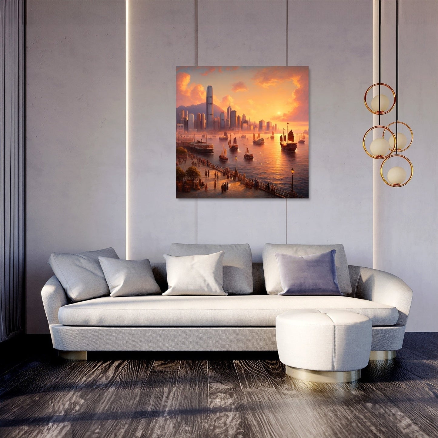 Sunset Over Victoria Harbour Canvas