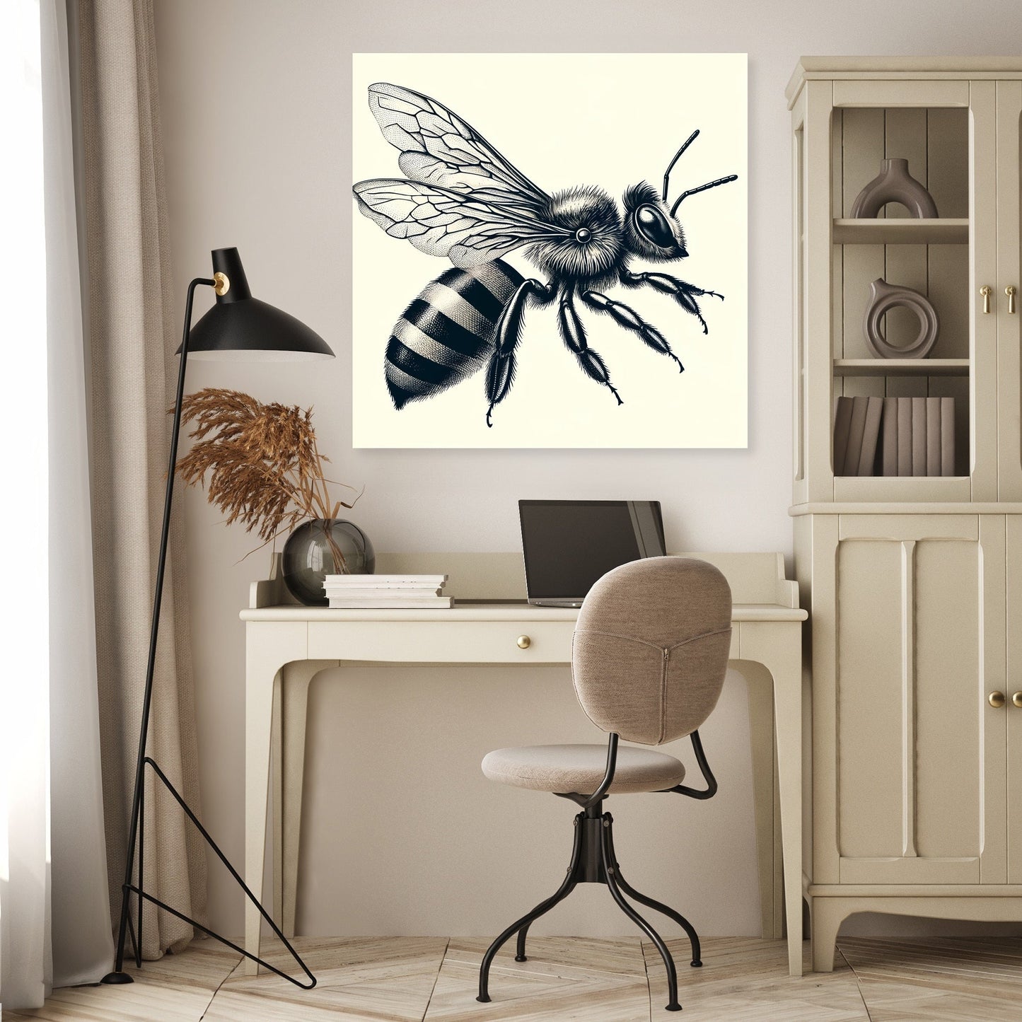 Vintage Bee Anatomy Illustration Canvas