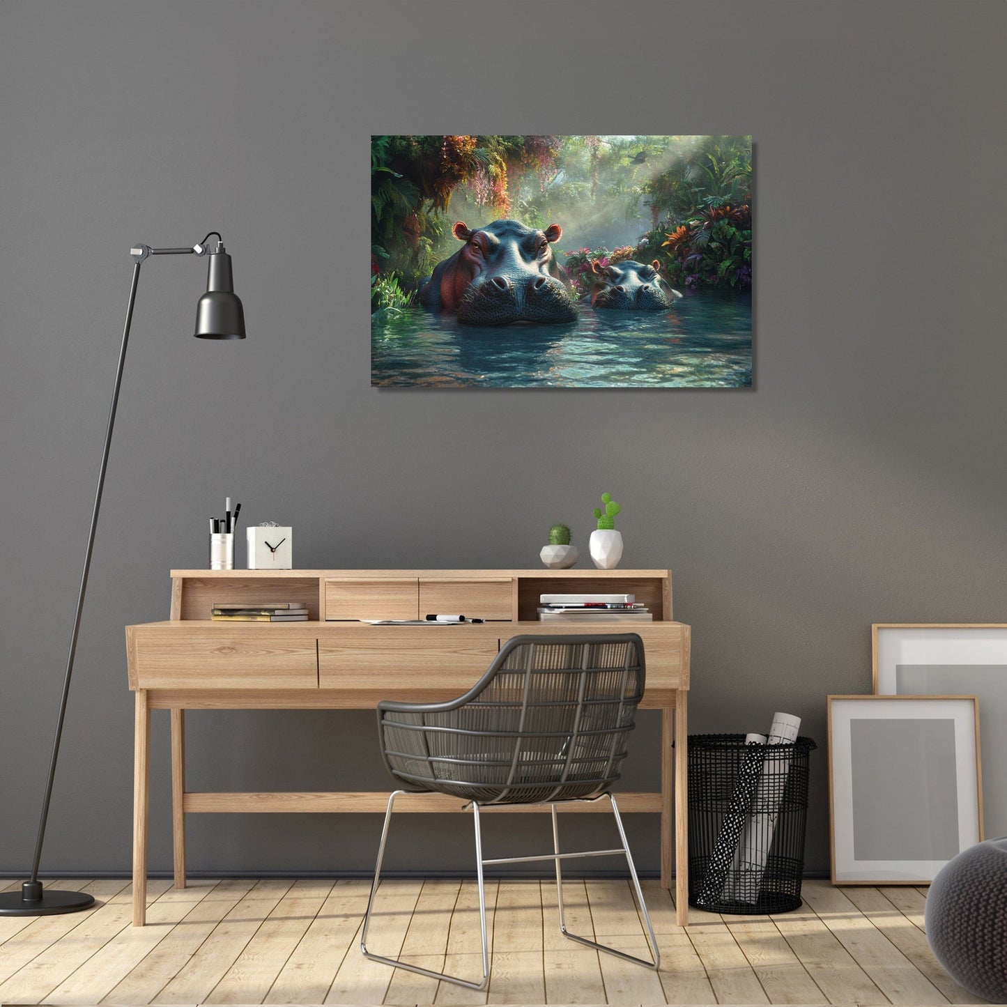 Hippo Family Reverie Canvas