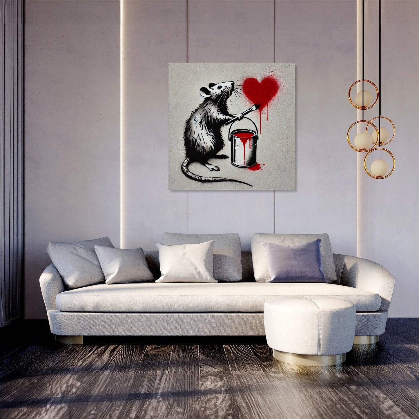 Red Heart Rat Canvas