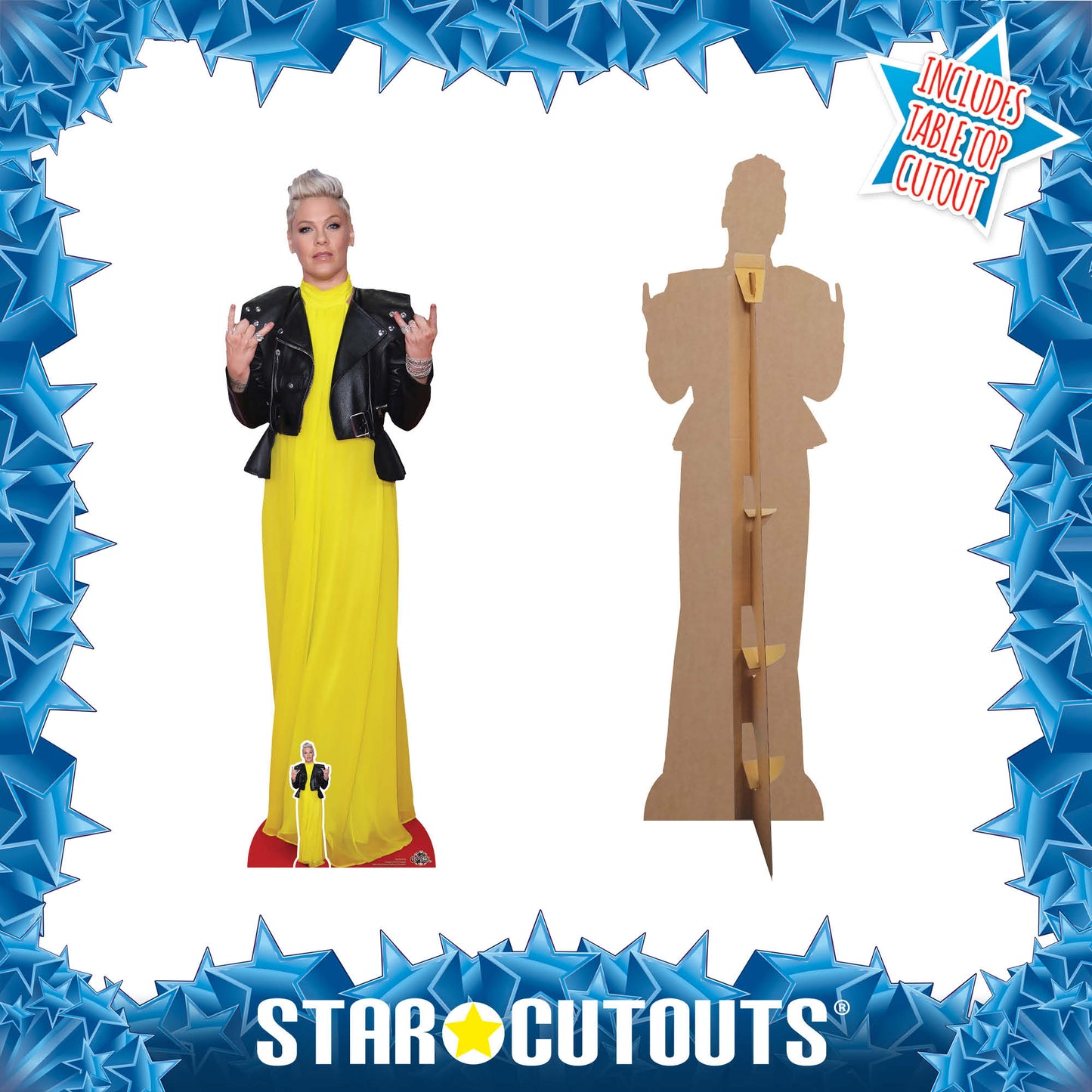 CS795 Pink Pop Rock Star Height 170cm Lifesize Cardboard Cut Out With Mini
