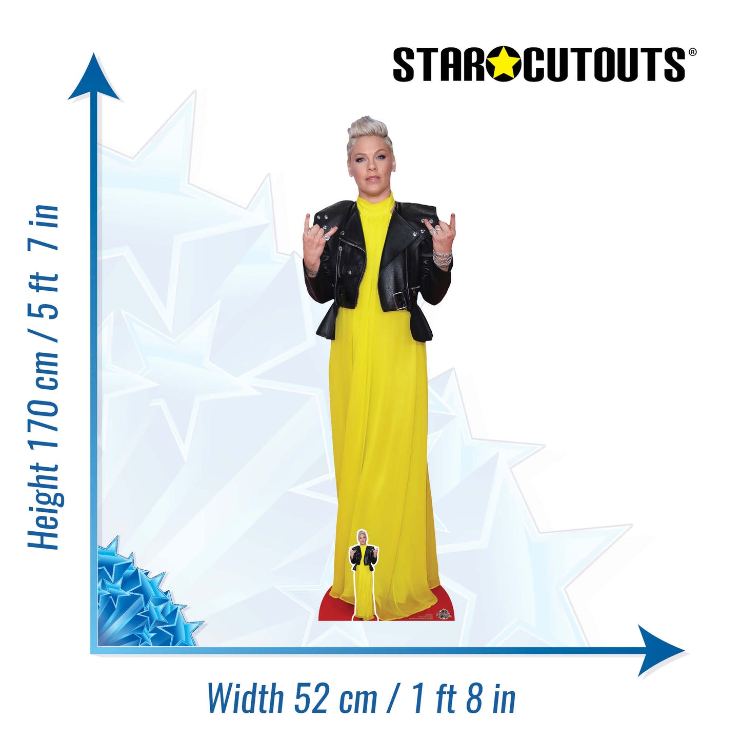 CS795 Pink Pop Rock Star Height 170cm Lifesize Cardboard Cut Out With Mini