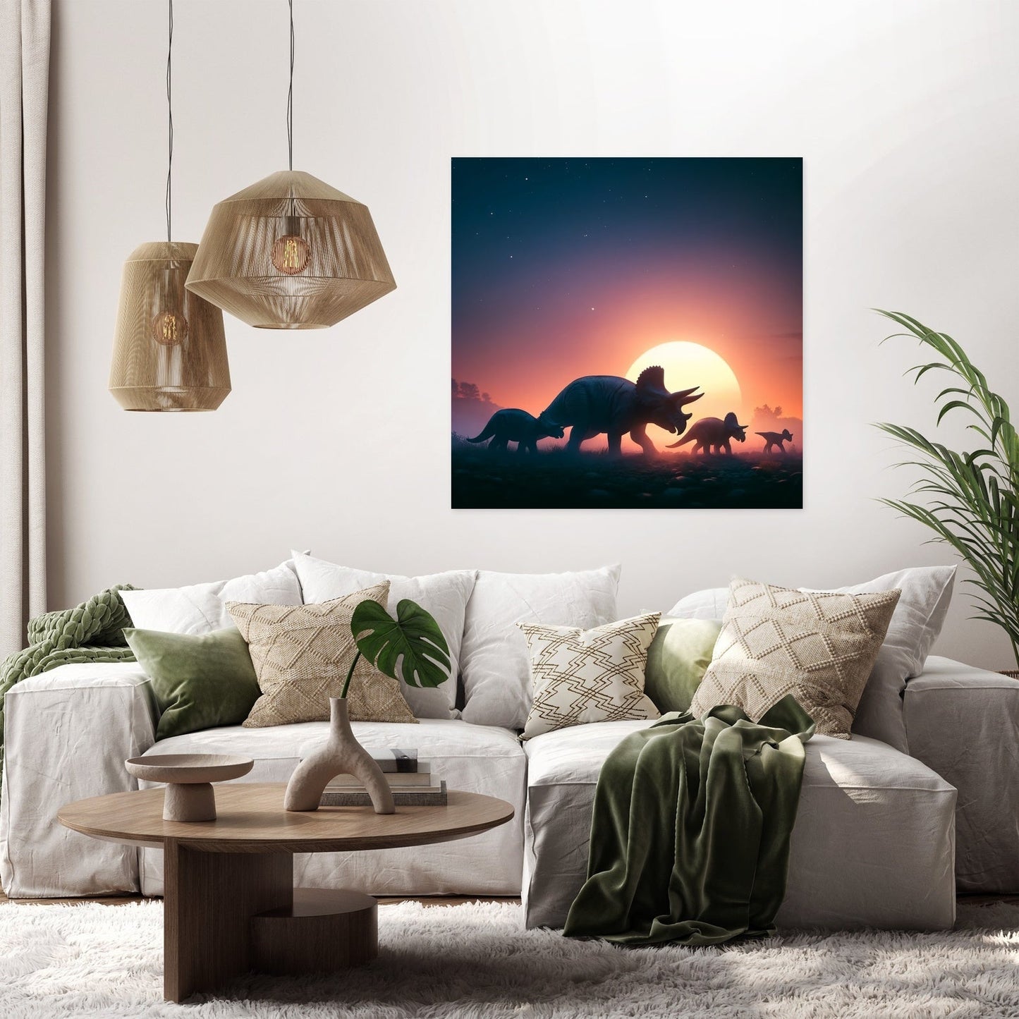 Sunset Journey Triceratops Canvas