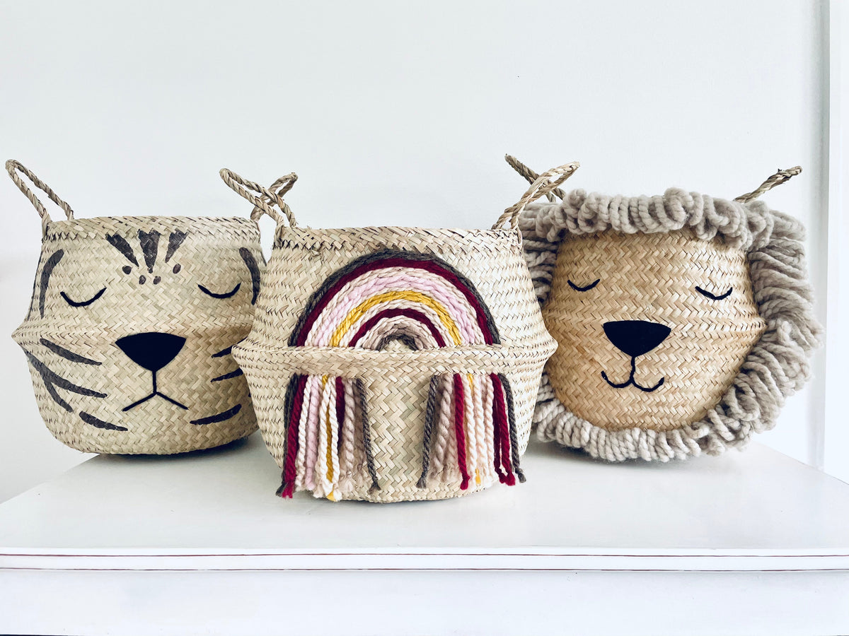 Maroon tassel rainbow basket - Large