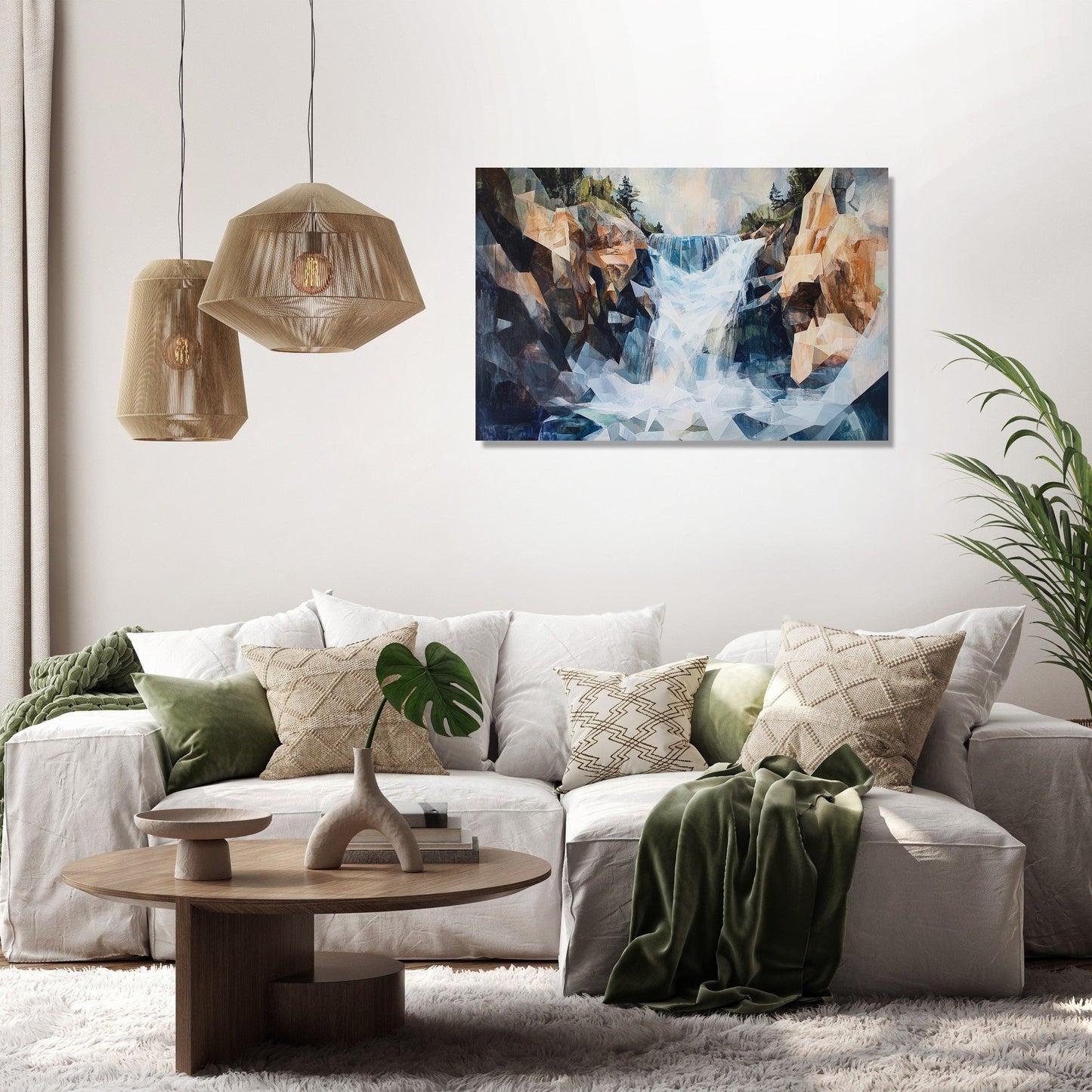 Geometric Waterfall Chaos Canvas
