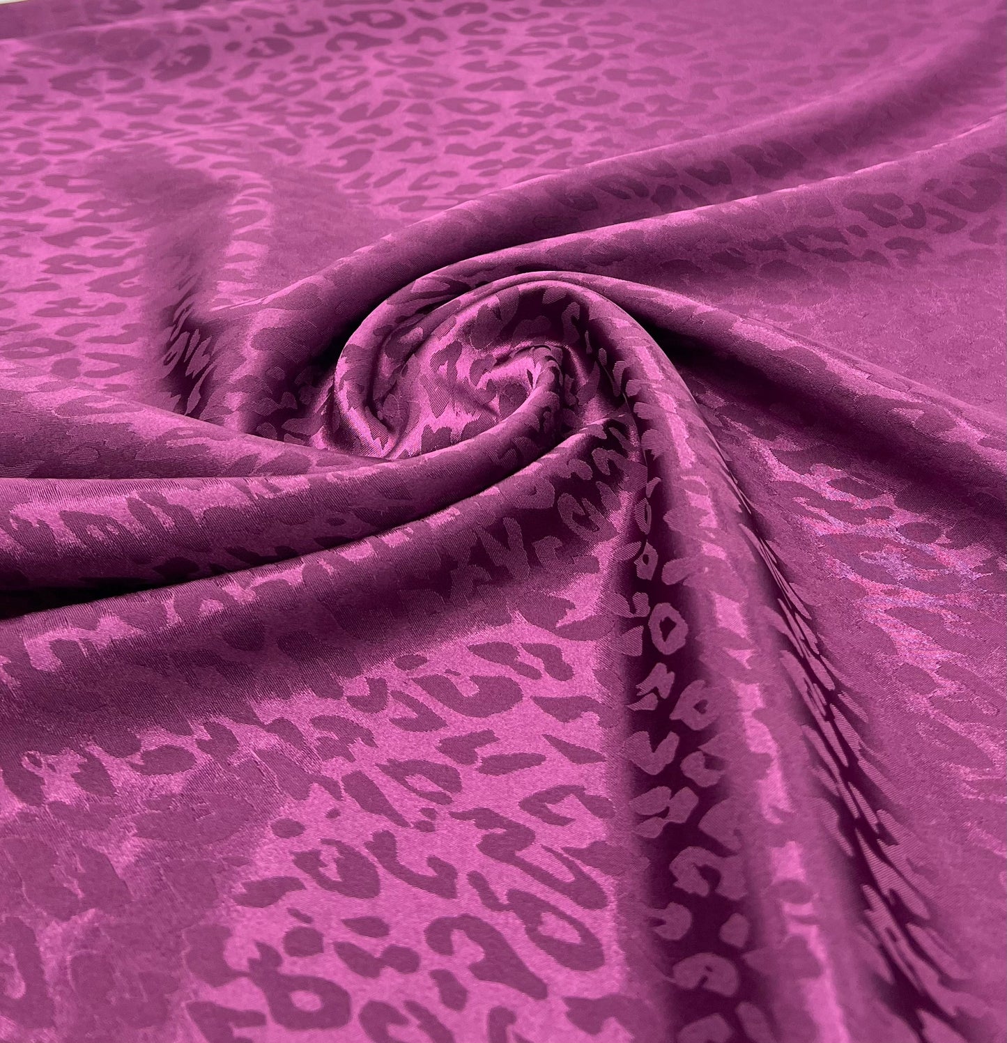 Purple Animal Silky Satin Feel Non Stretch Fabric