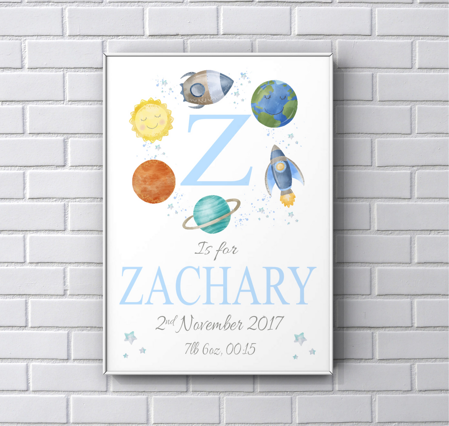 Personalised Newborn name PRINT Space