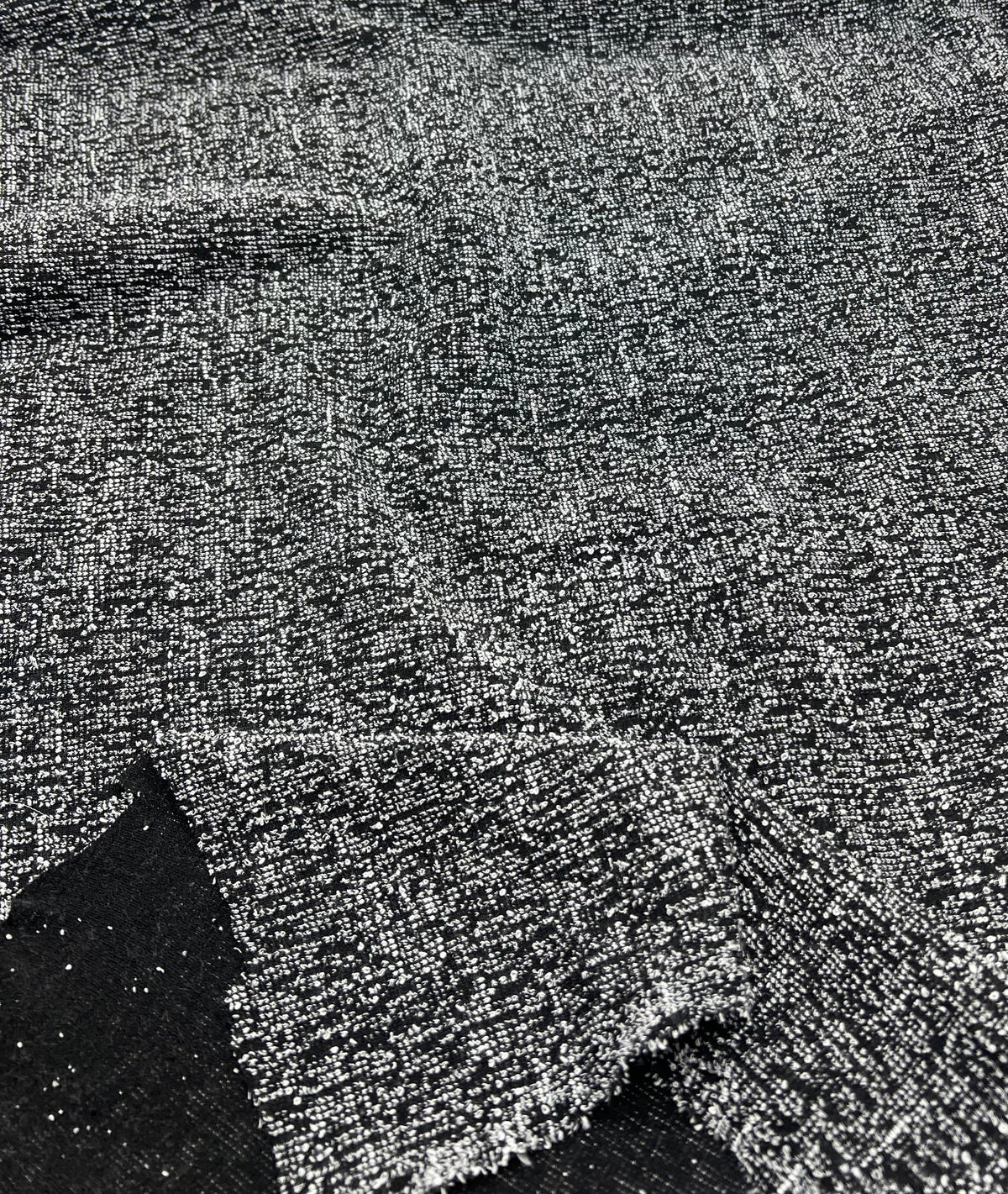 Black Grey Slubbed Knit Textured Stretch Fabric