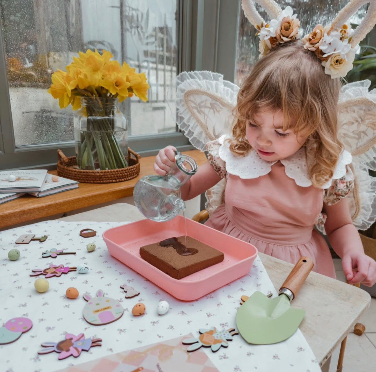 Fairy Garden Starter Kit (Apron,Tray, Shovel, Fairies, Soil & Seeds)