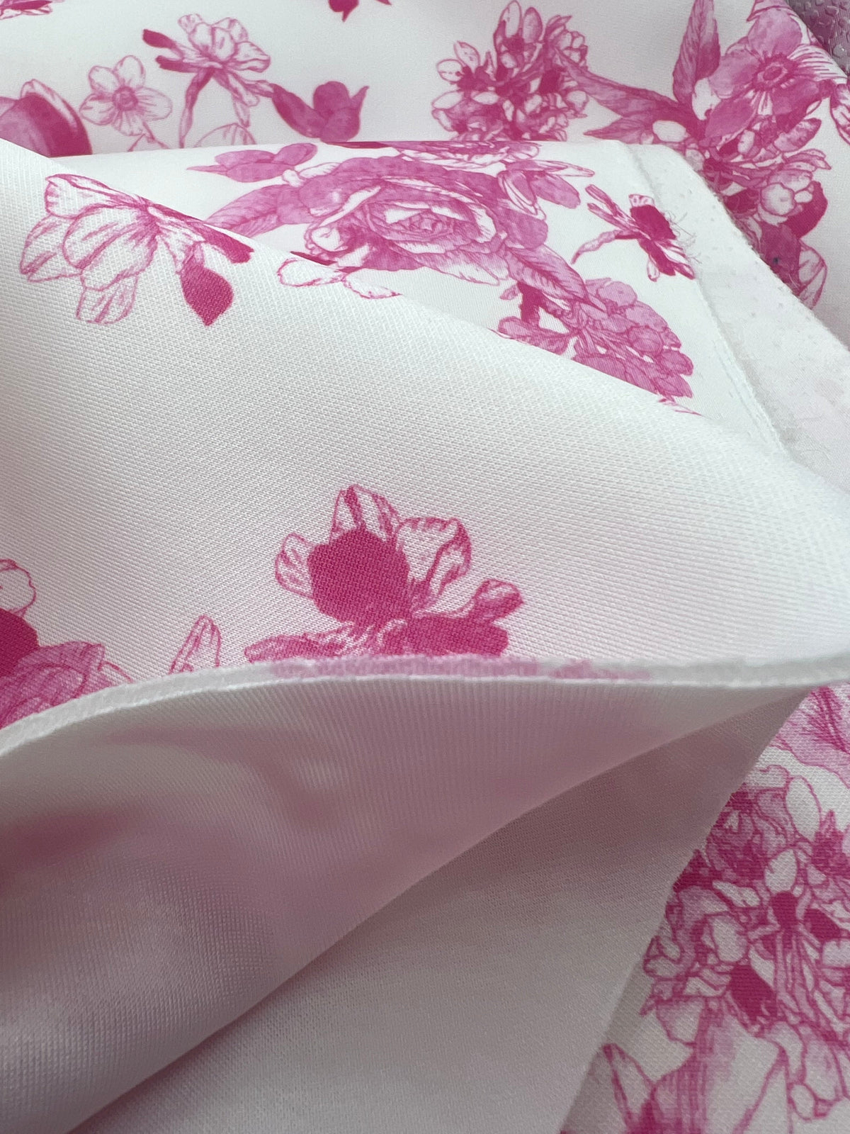 Pink Flower Scuba Foam 3D Mono Jersey Fabric 2 Way Stretch