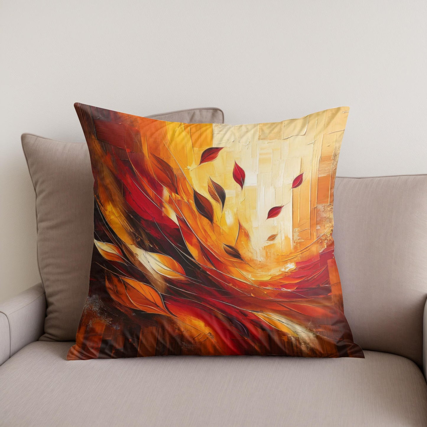 Autumn Embrace Abstract Cotton Cushion