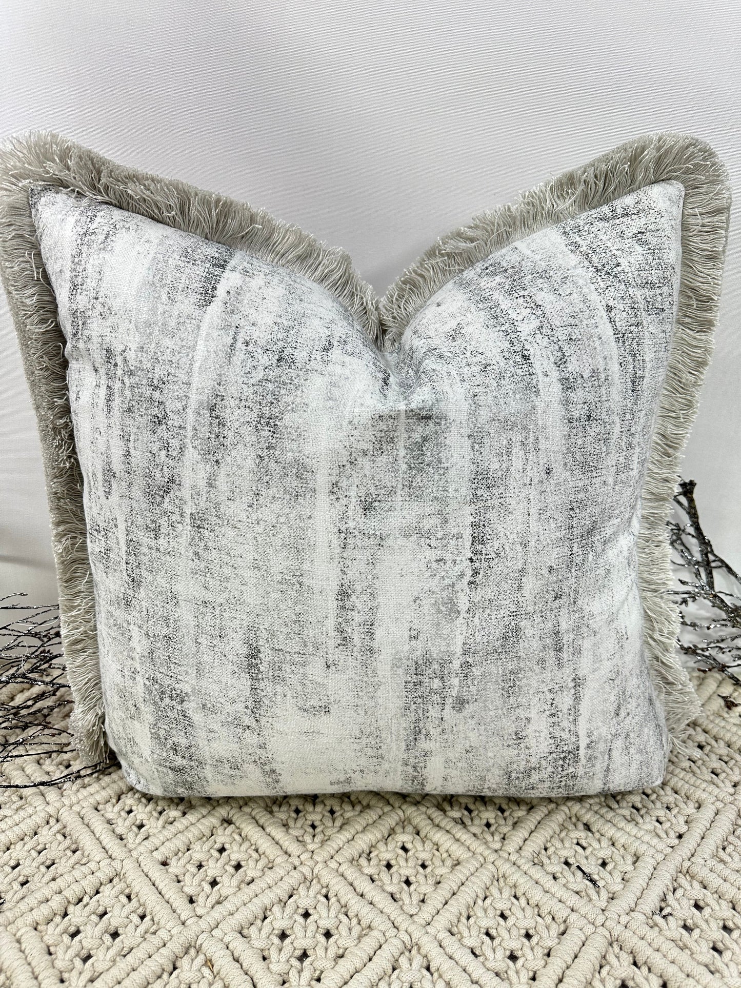 The Couture Cushion - The Fringed Silver Anderson - Style No. 175