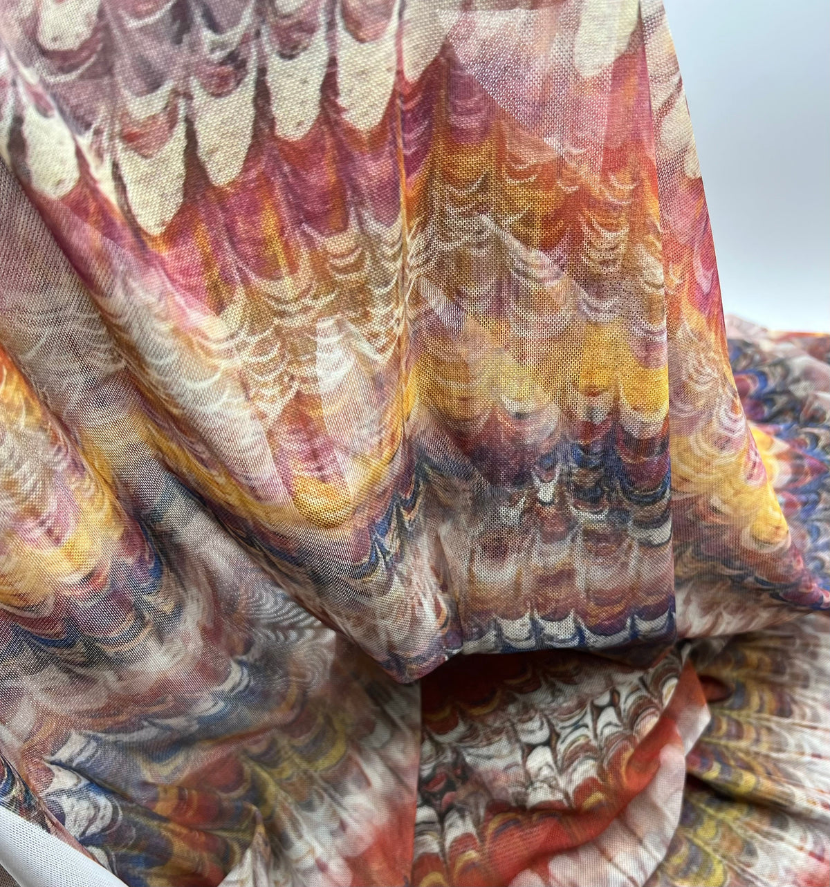 Feather Colourful Stripe Print Mesh Fabric Stretch