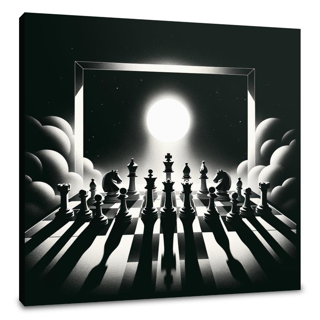 Strategic Shadows: Chessboard Canvas