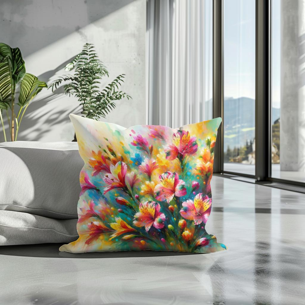 Alstroemeria's Dance Cotton Cushion