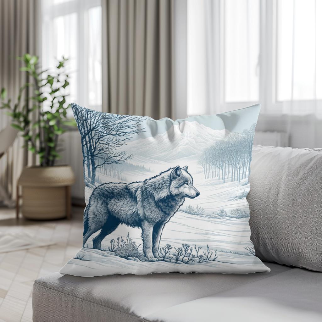 Winter Wolf Cotton Cushion