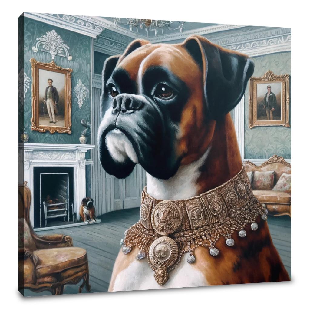 Guardian of the Manor Boxer Portrait Canvas