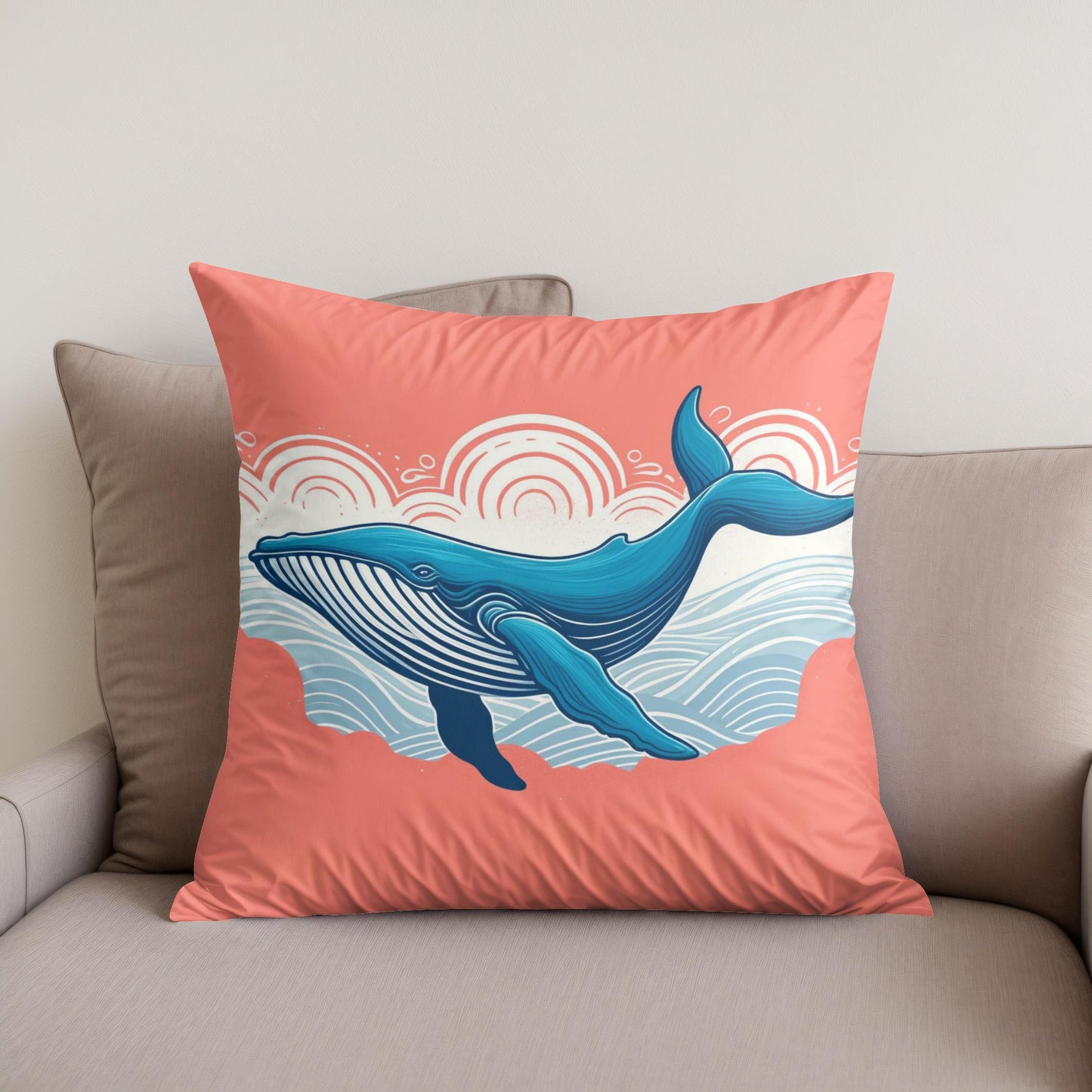 Serene Whale Cotton Cushion