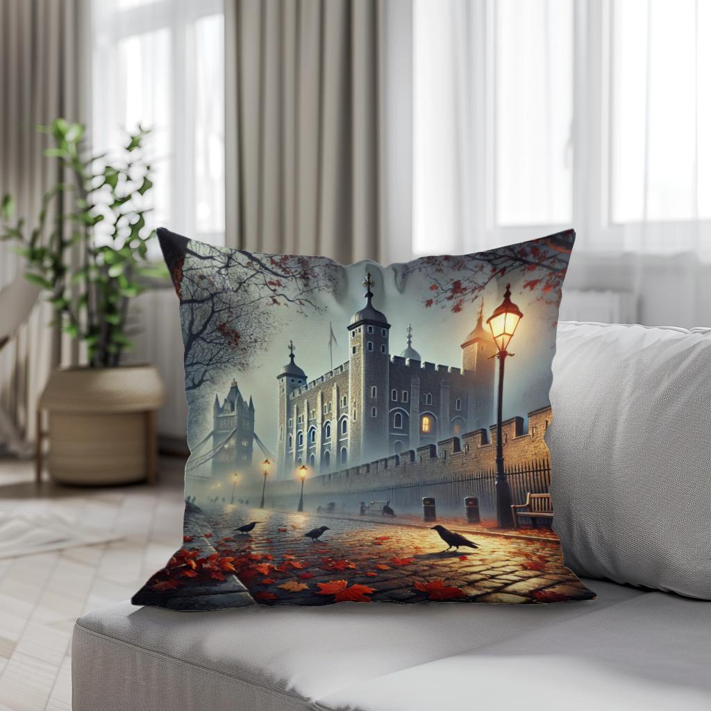 Foggy Tower London Cotton Cushion