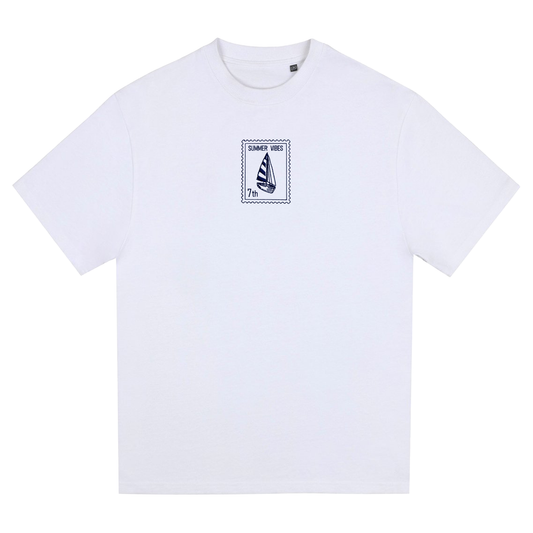 Sailboat - Summer Vibes 7th - Unisex Oversized T-Shirt - White