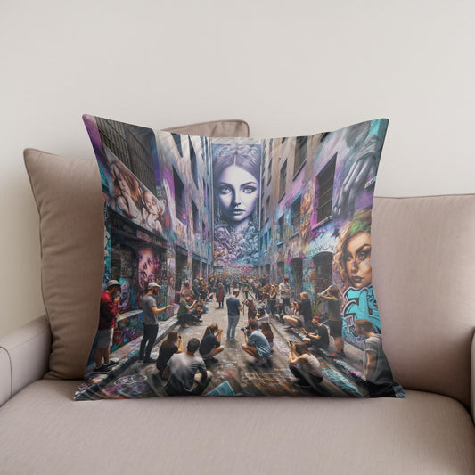 Alley of Artistic Echoes Cotton Cushion