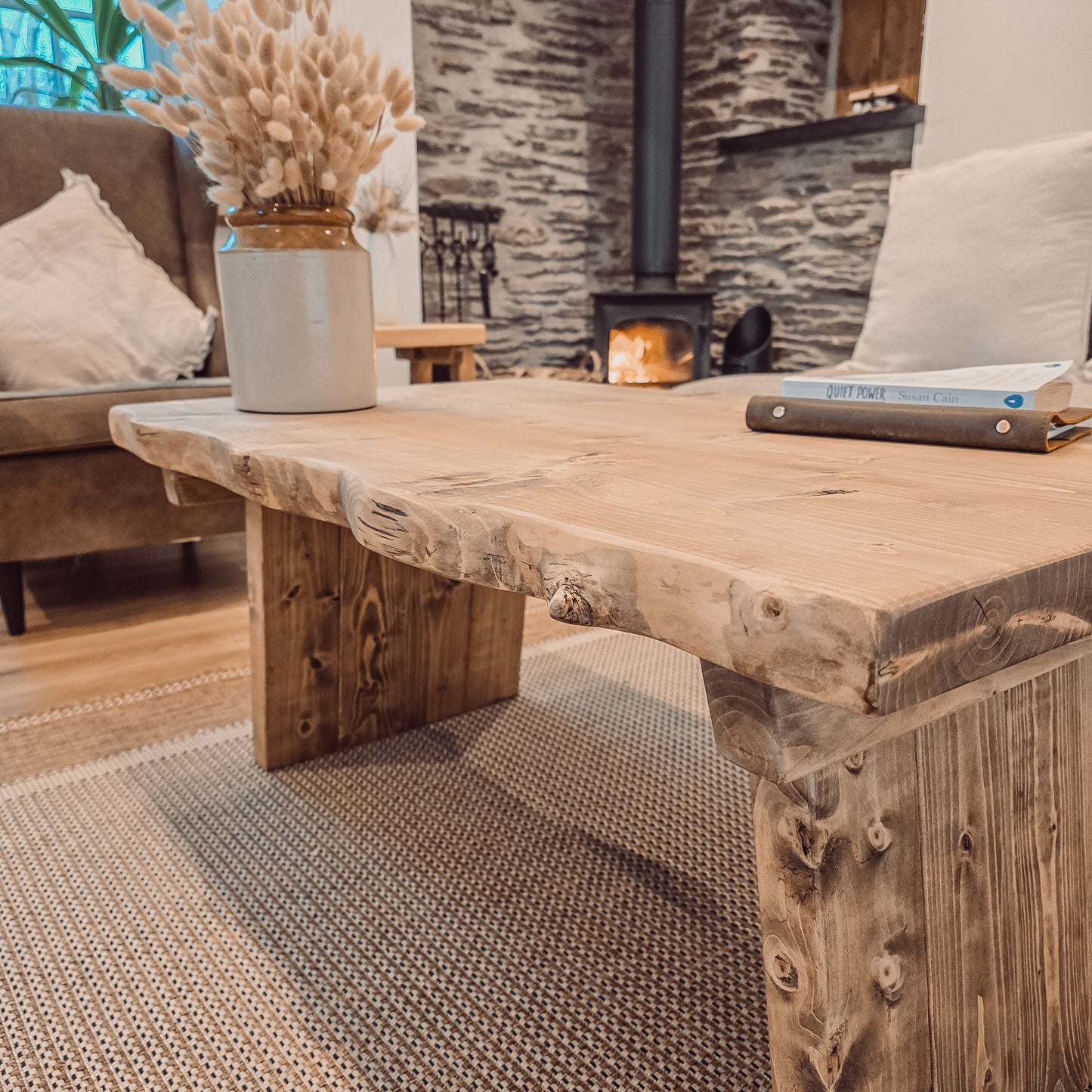 LINA Angled Legs Chunky Live / Waney Edge Coffee Table