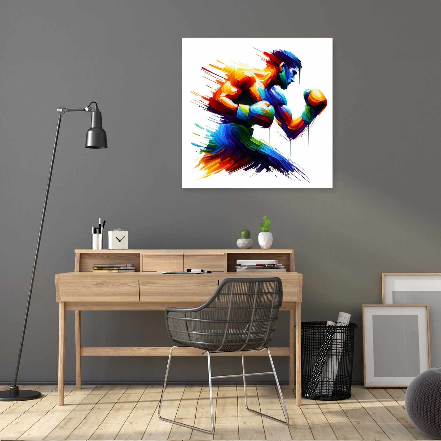 Pugilist's Colorful Impact Canvas