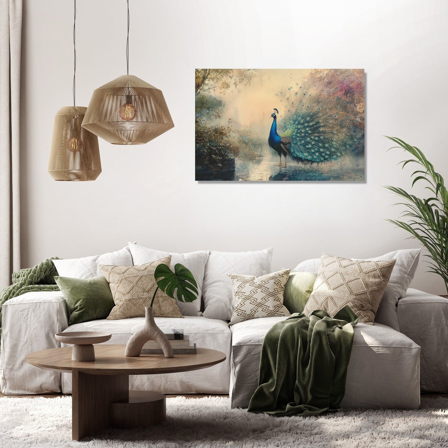Peacock Tranquility Sunrise Canvas