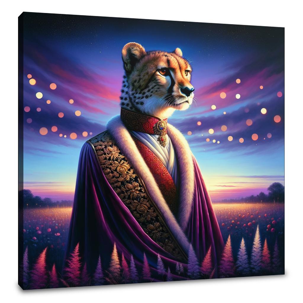 Regal Cheetah Dusk Royalty Canvas